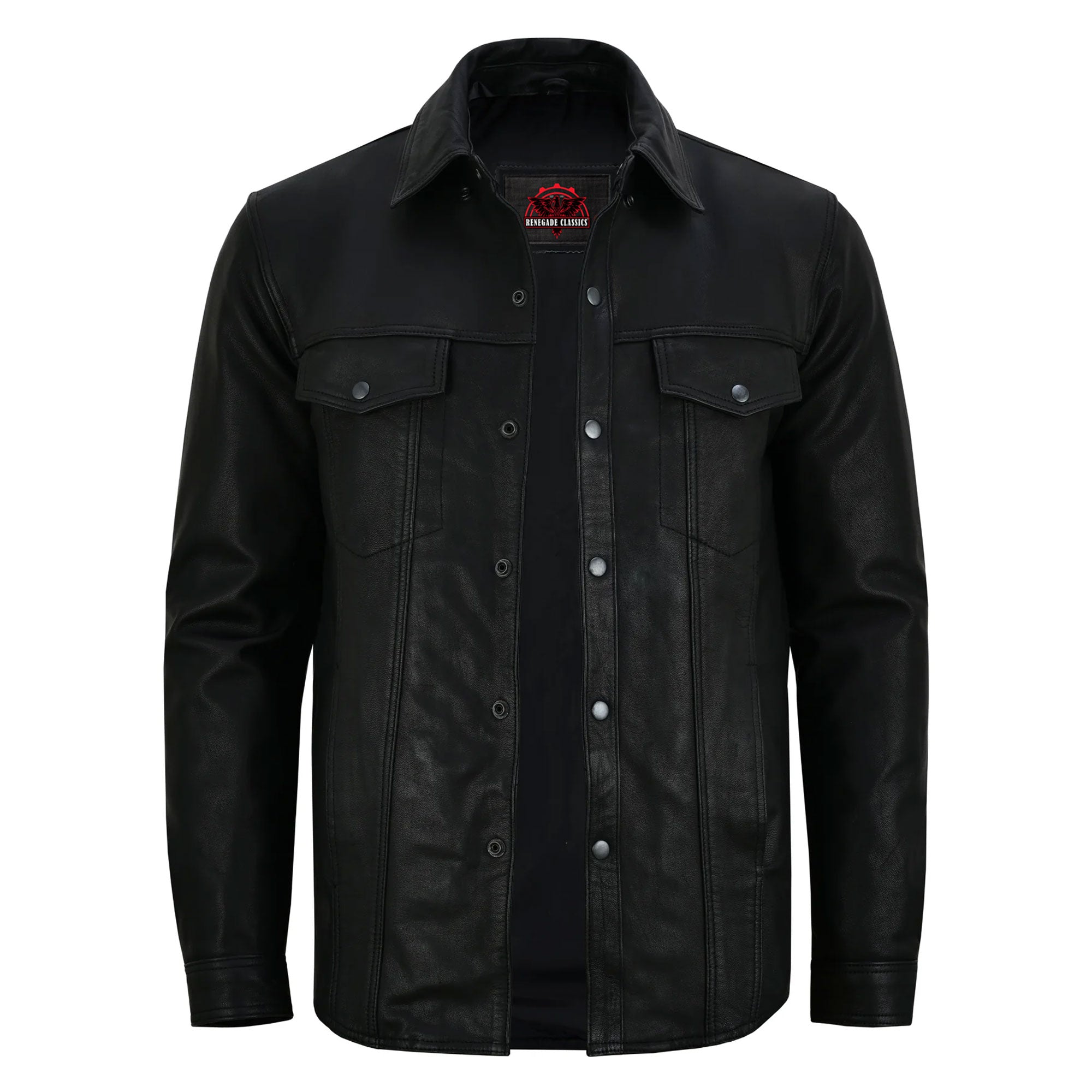 Midnight Men's Black Leather Motorcycle Shirt