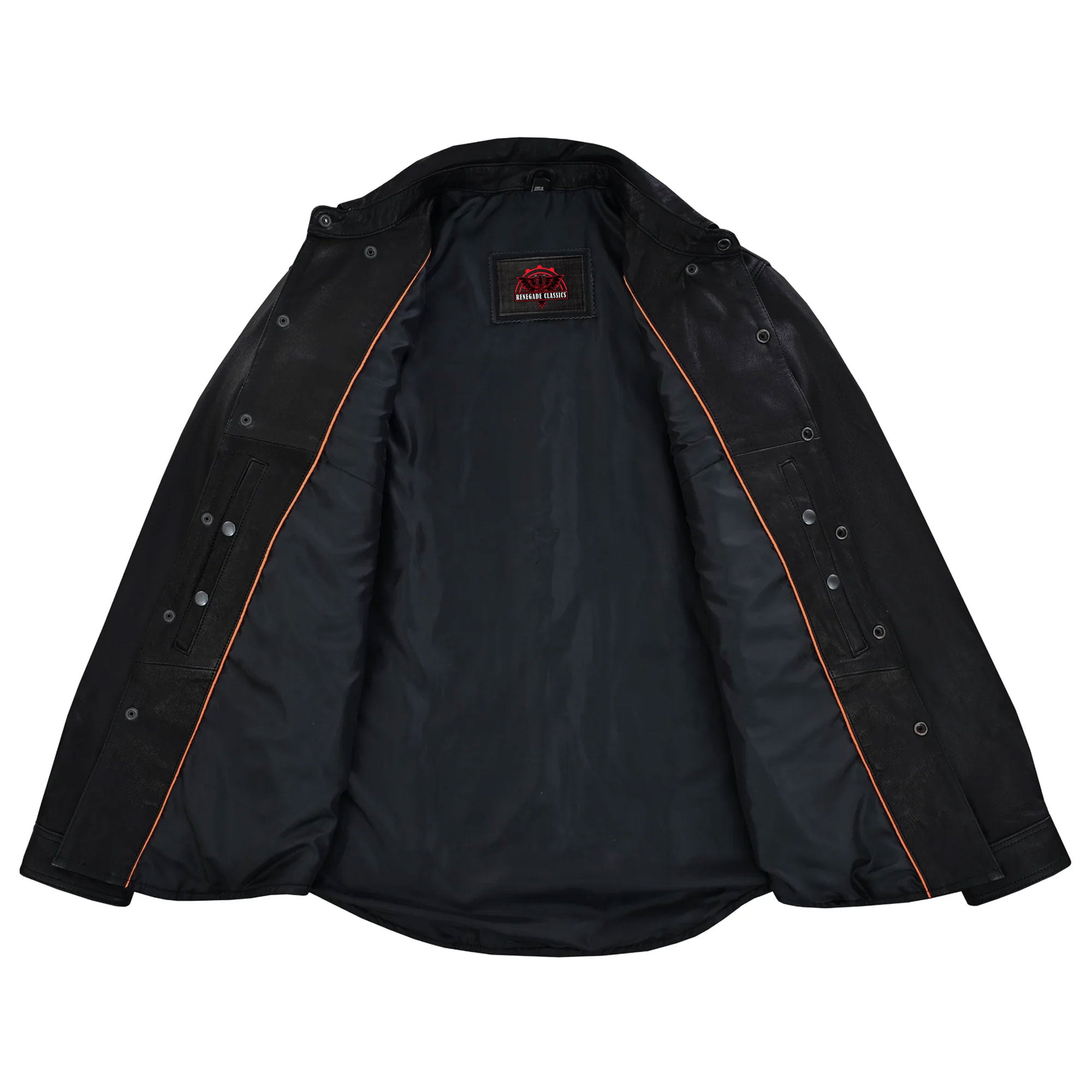 Midnight Men's Black Leather Motorcycle Shirt