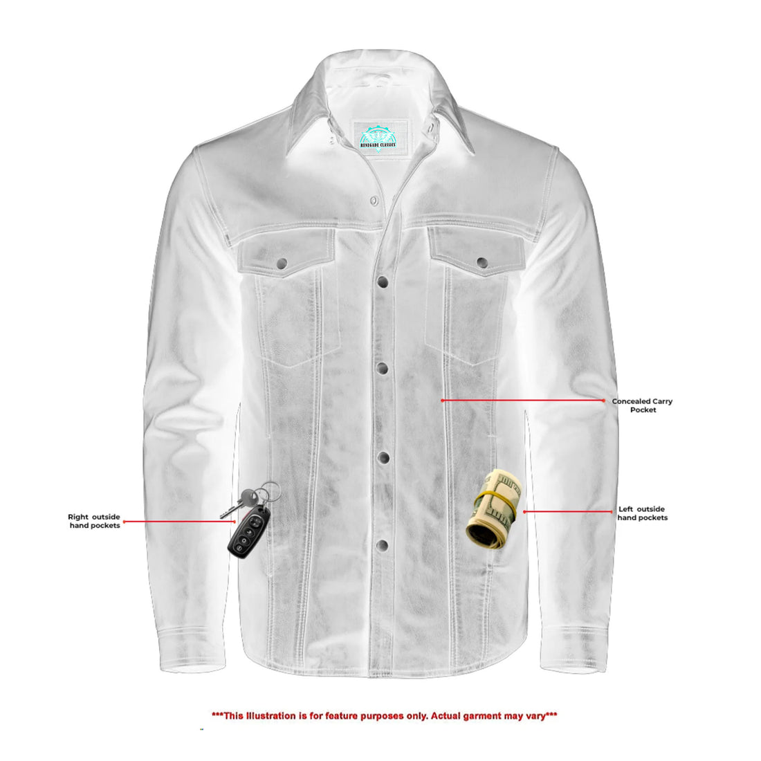 Midnight Men's Black Leather Motorcycle  Shirt