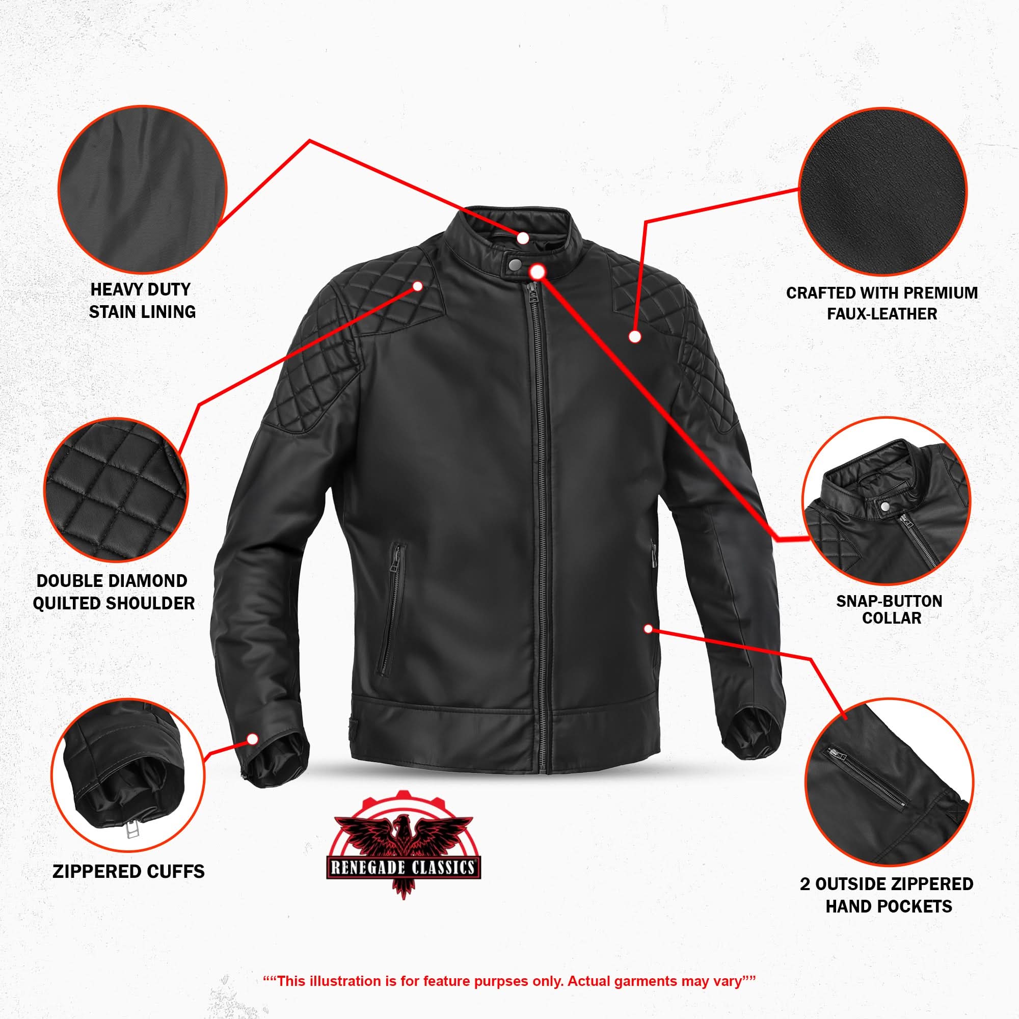 Venture Guard Men’s Faux Leather Motorcycle Jacket