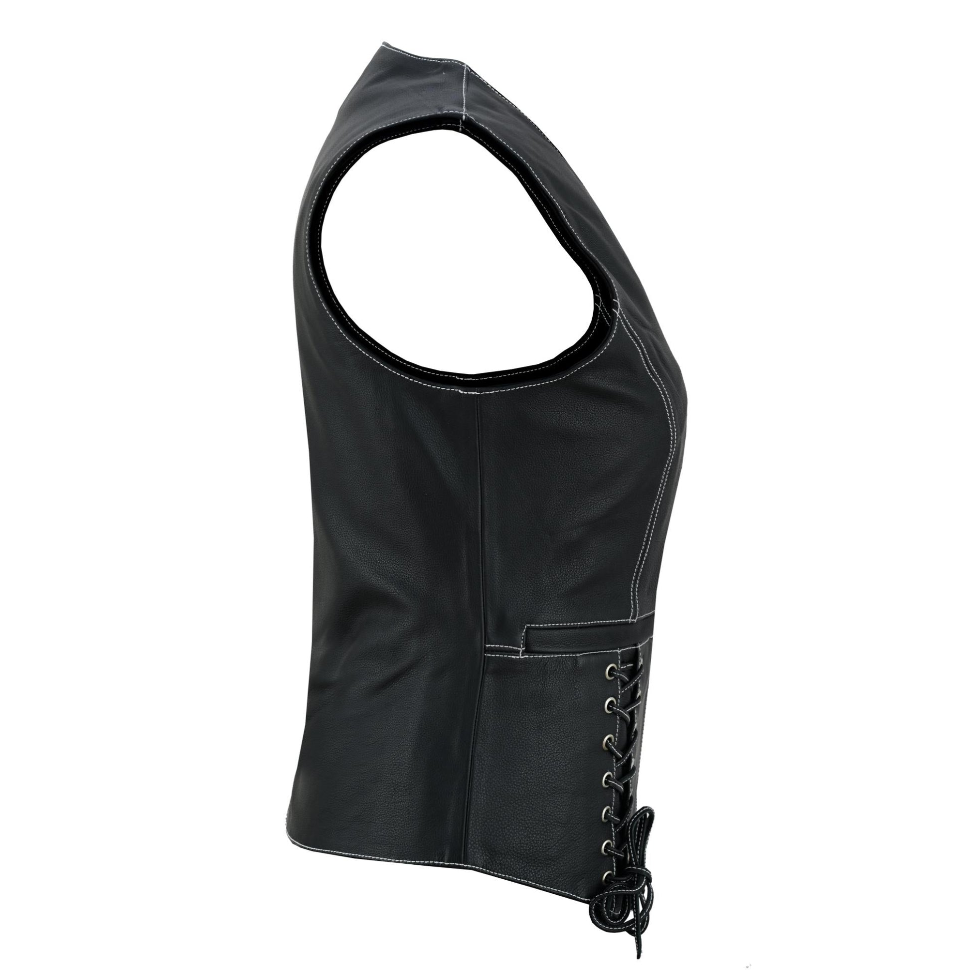 Night Edge Black Ladies Vest Womens Leather Vests Renegade Classics