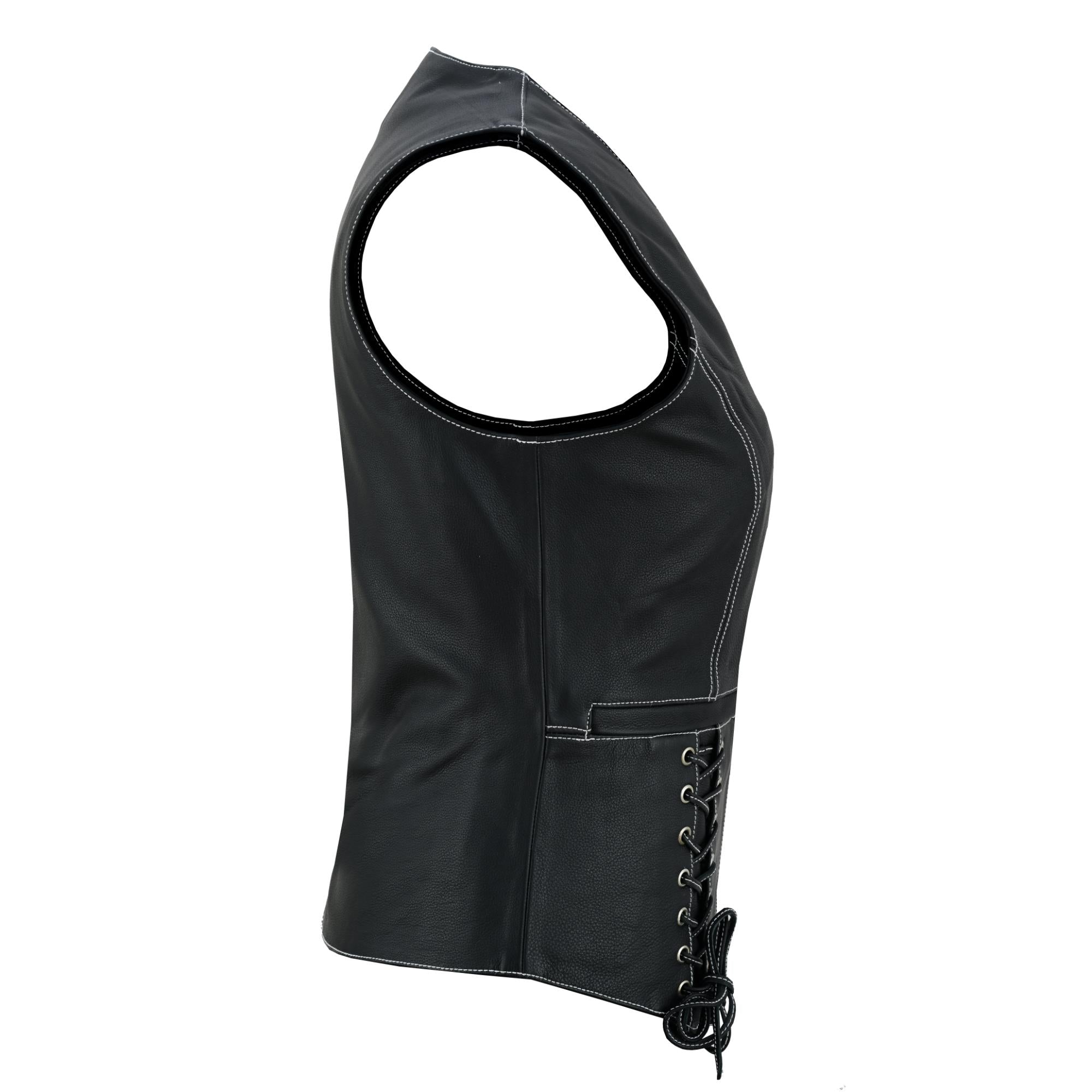 Night Edge Black Ladies Vest Womens Leather Vests Renegade Classics