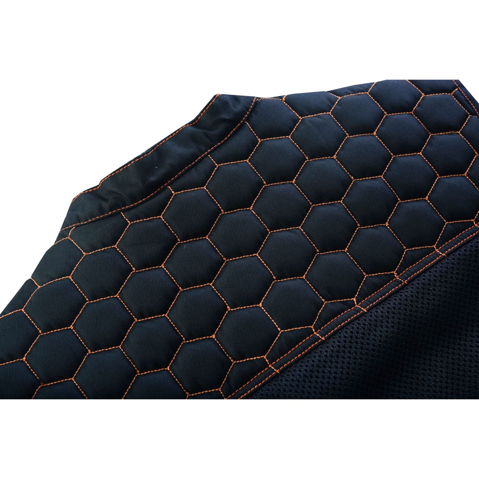 Night Tiger Menâ€™s Black Mesh Textile Vest with Orange Diamond Stitch Mens Textile Vests Renegade Classics