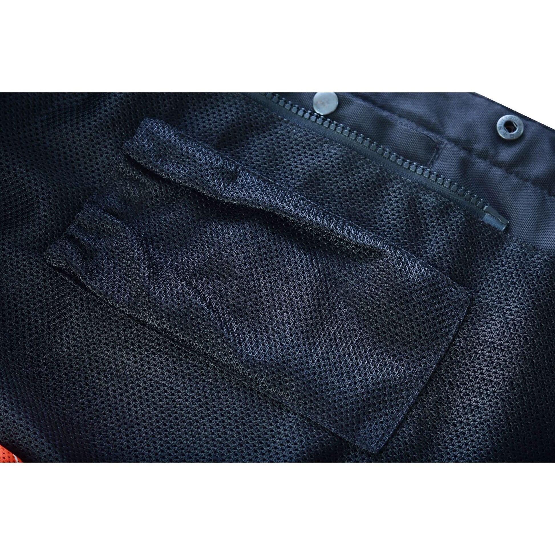 Night Tiger Menâ€™s Black Mesh Textile Vest with Orange Diamond Stitch Mens Textile Vests Renegade Classics