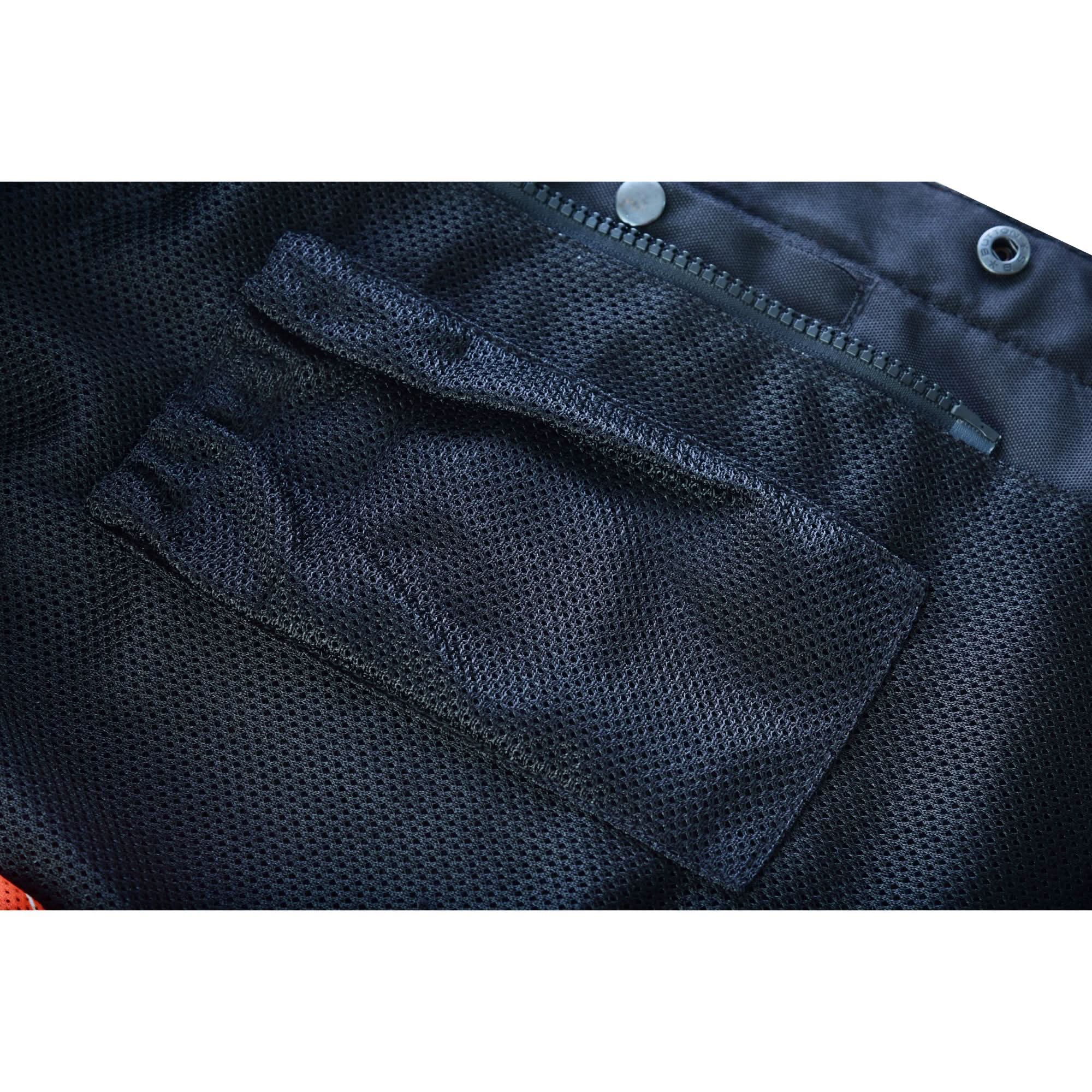 Night Tiger Menâ€™s Black Mesh Textile Vest with Orange Diamond Stitch Mens Textile Vests Renegade Classics