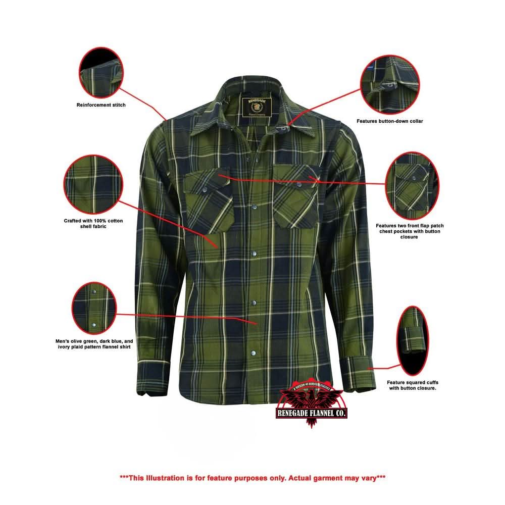 Green forest Men's Outdoor Green Flannel Shirt Flannel Renegade Classics