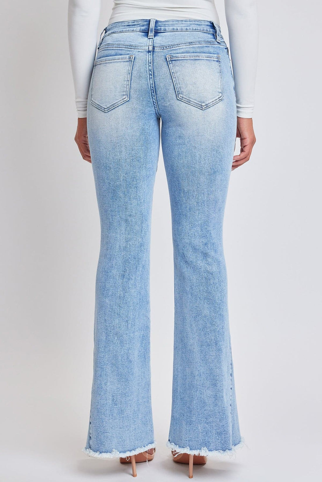 Women's Low Rise Fray Hem Flare Jeans