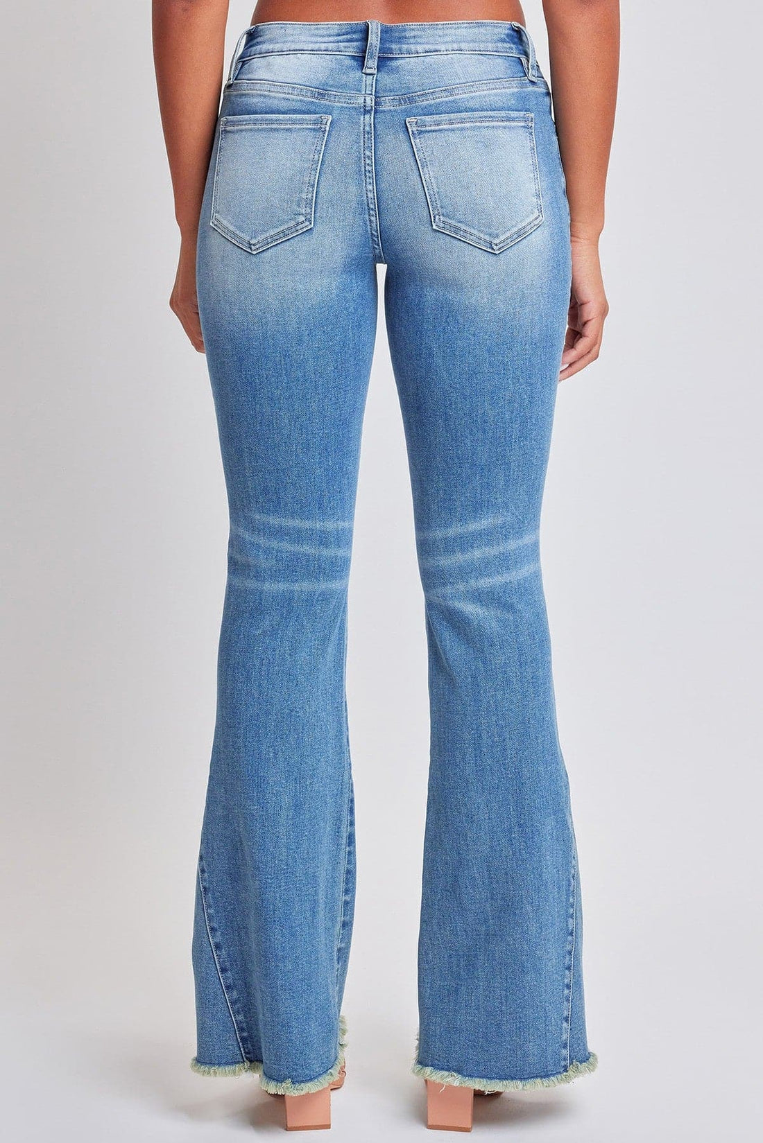 Women's Low Rise Fray Hem Flare Jeans