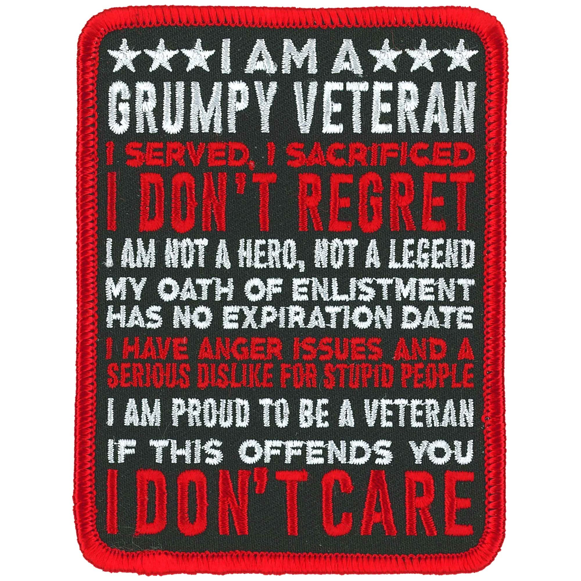Hot Leathers I Am A Grumpy Veteran Patch