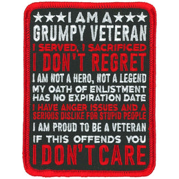 Hot Leathers I Am A Grumpy Veteran Patch