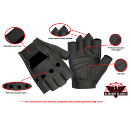 PerfoMax  Men's  leather Fingerless gloves