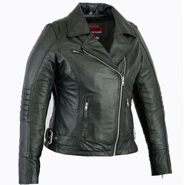 Pulse Glide Women's  Black Leather Motorcycle Jacket