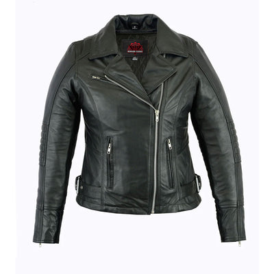 Pulse Glide Women's  Black Leather Motorcycle Jacket