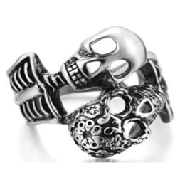 R126 Stainless Steel His And Her Skull Biker Ring Rings Renegade Classics