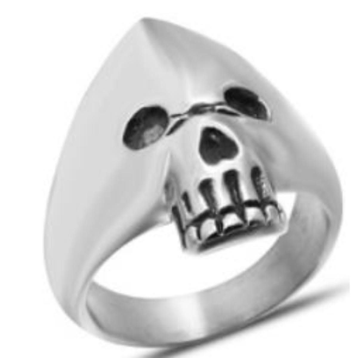 R130 Stainless Steel Hooded Skull Biker Ring Rings Renegade Classics