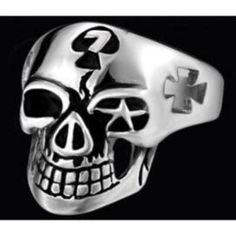 R135 Stainless Steel Symbols Skull Biker Ring Rings Renegade Classics
