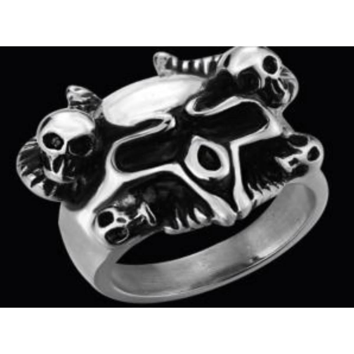 R142 Stainless Steel Serpent Skull Biker Ring Rings Renegade Classics