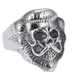 R143 Stainless Steel Lion Face Skull Biker Ring Rings Renegade Classics