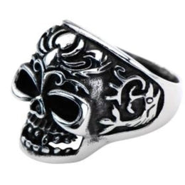 R145 Stainless Steel Fish Tail Skull Biker Ring Rings Renegade Classics