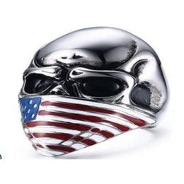 R165 Stainless Steel Flag Face Biker Ring Rings Renegade Classics