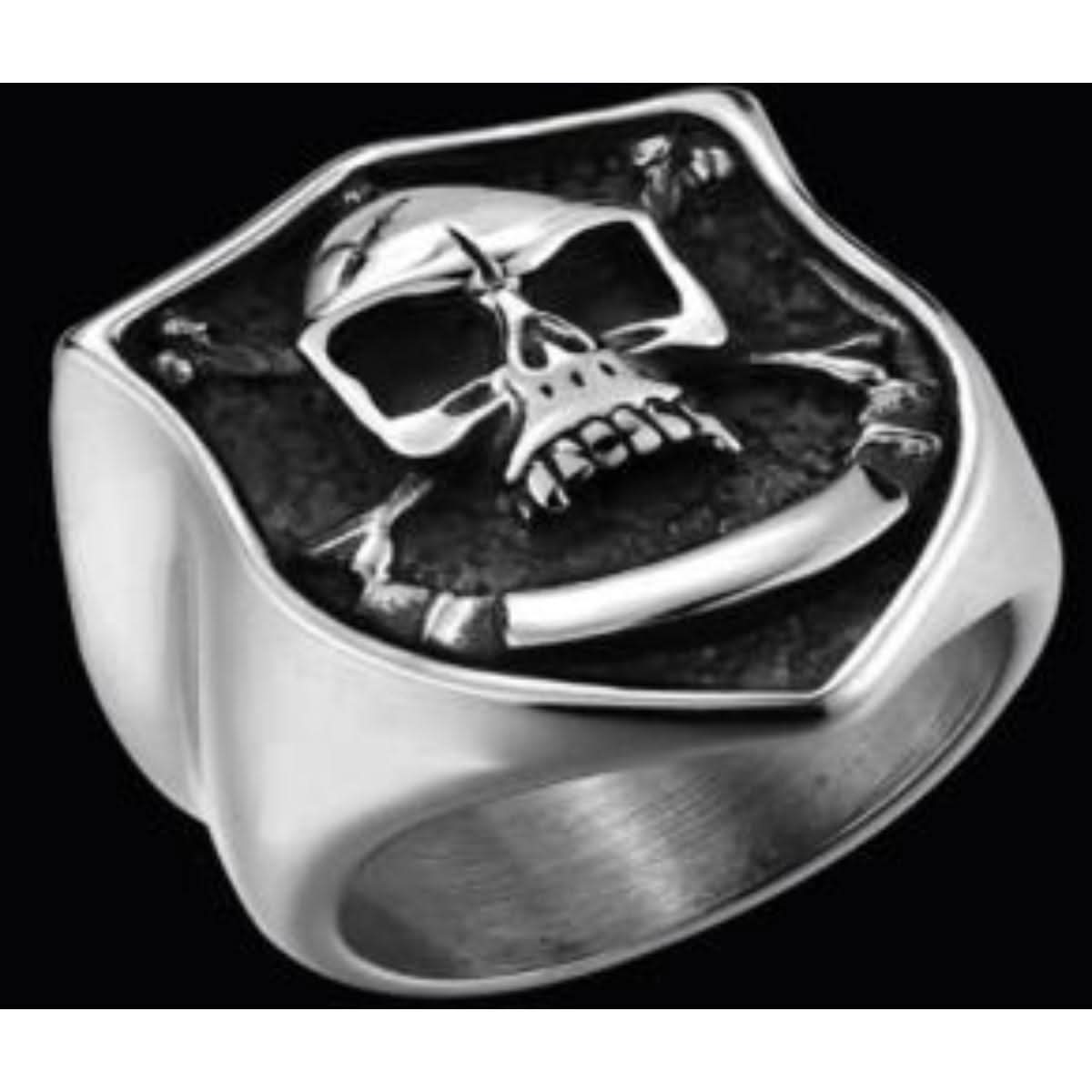 R179 Stainless Steel Brave Face Biker Ring Rings Renegade Classics