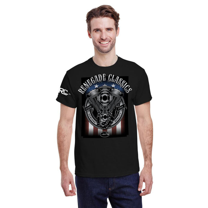 RC Renegade Classics Flag Graphic Mens  Motorcycle T-Shirt