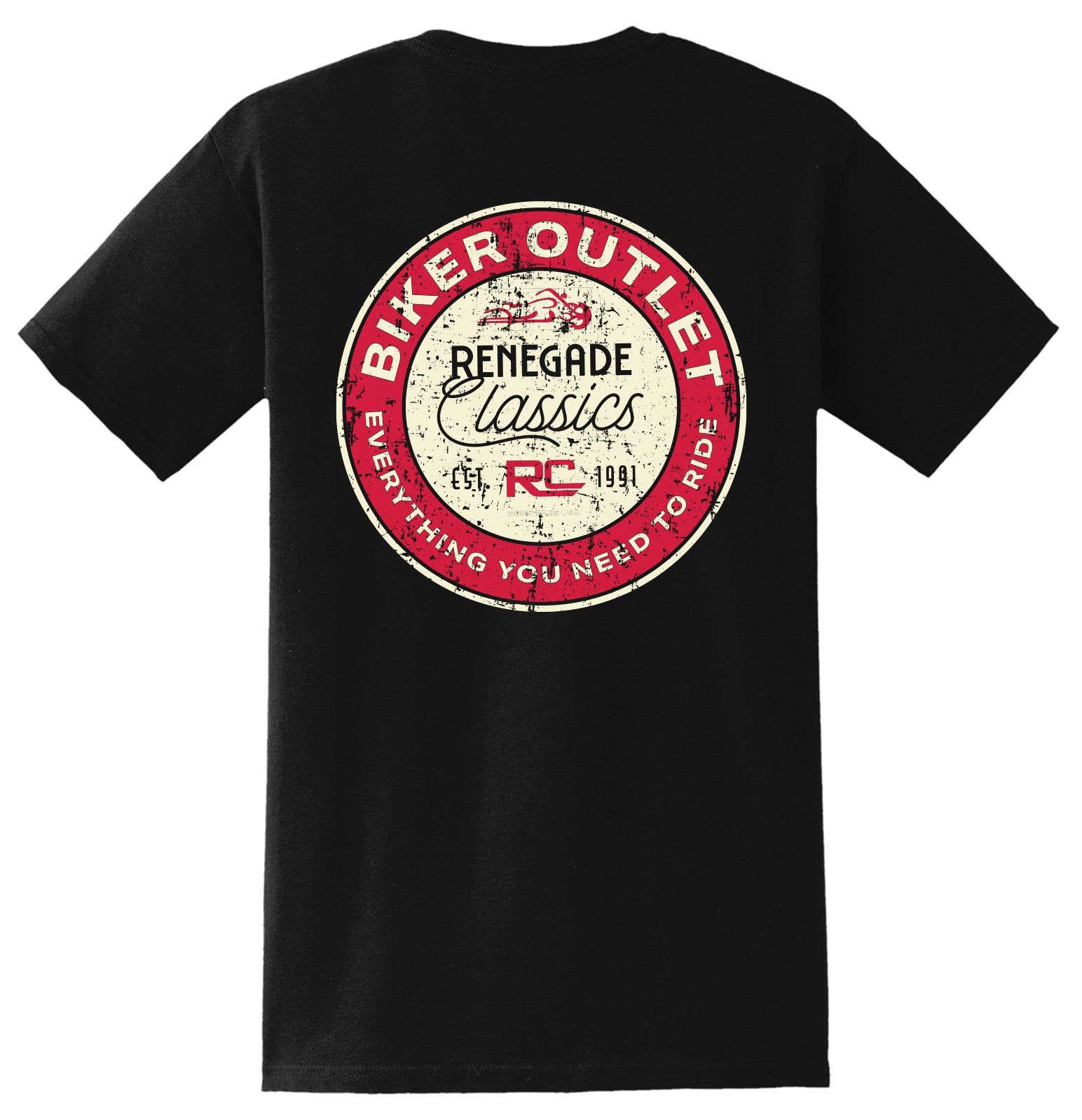 RC Retro Sign Black Mens Motorcycle T-Shirt Men's Shirts Renegade Classics