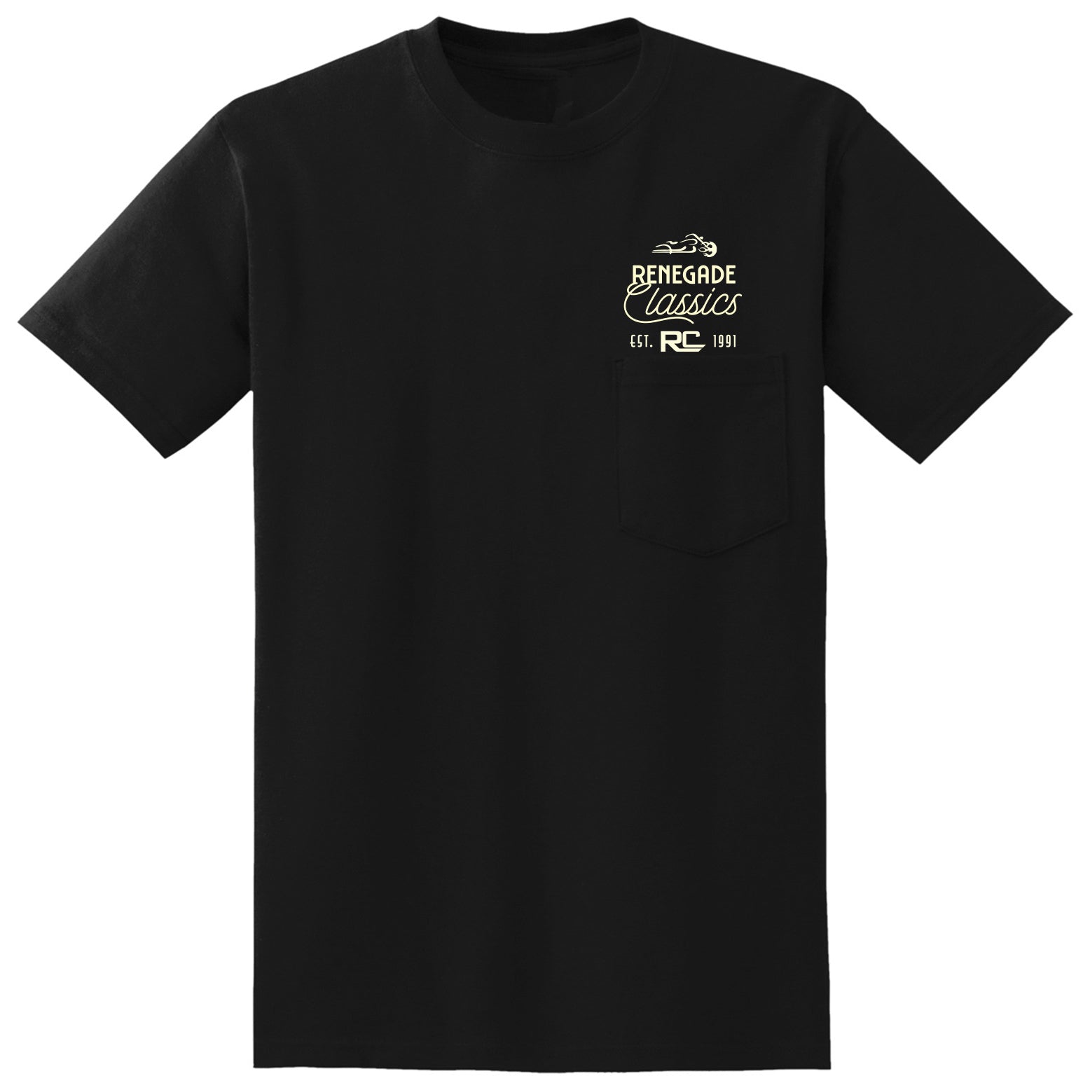 RC Retro Sign Black Mens Motorcycle T-Shirt Men's Shirts Renegade Classics