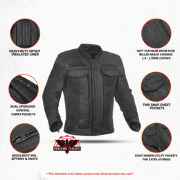 Victor Men's Black Utility Style Motorcycle Jacket