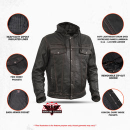 Vance Men's Black Leather Motorcycle Jacket