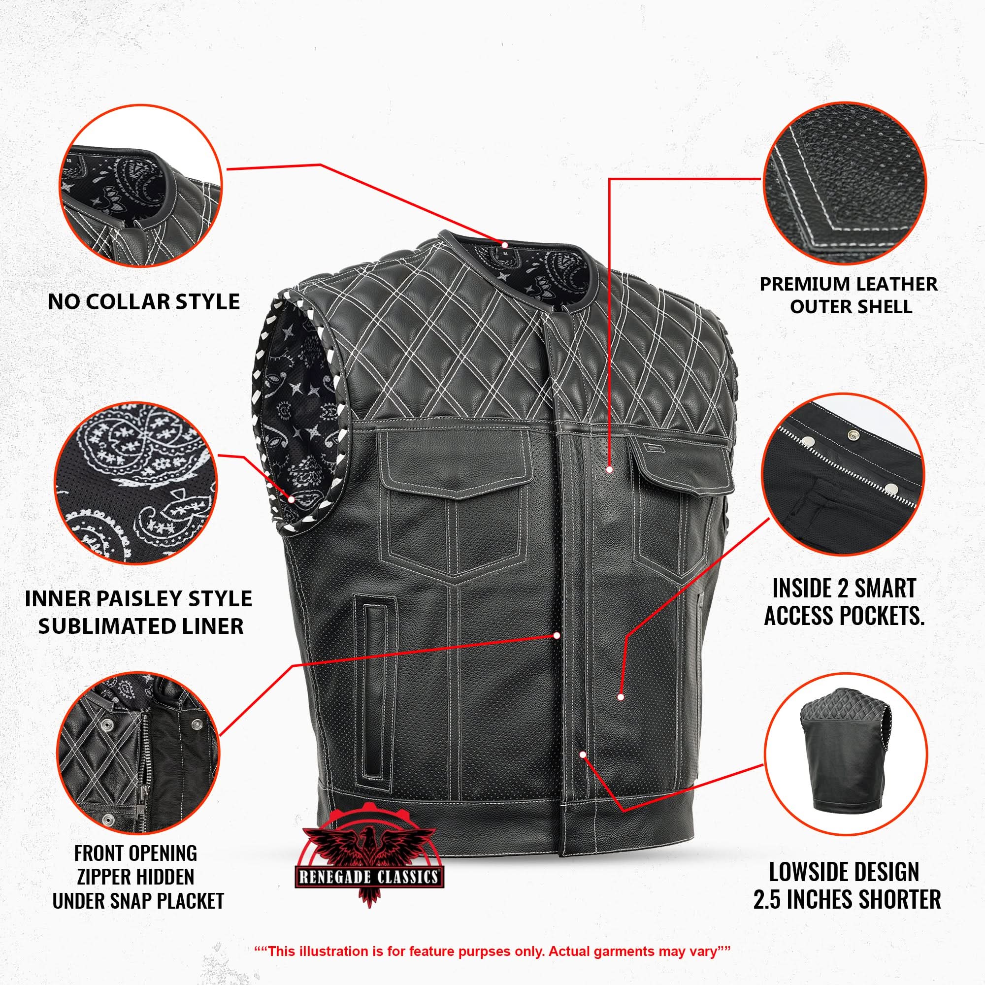 Blaze Lowside Chrome Phantom Men's Leather Vest – Renegade