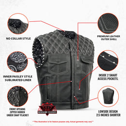 Blaze Lowside Chrome Phantom Men's Leather Vest