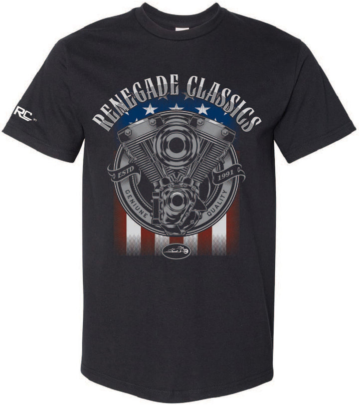 RC Renegade Classics Flag Graphic Mens  Motorcycle T-Shirt