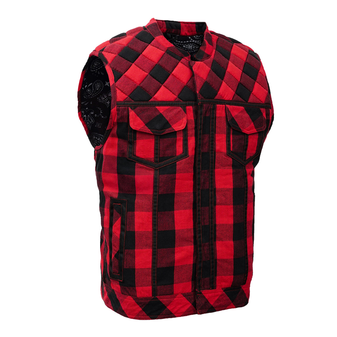 Scarlet Fury Black and Red Flannel Textile Vest