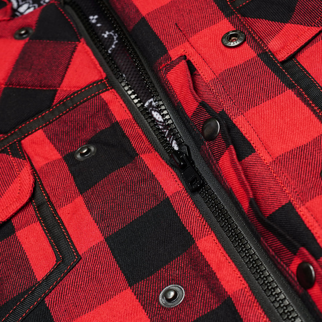 Scarlet Fury Black and Red Flannel Textile Vest