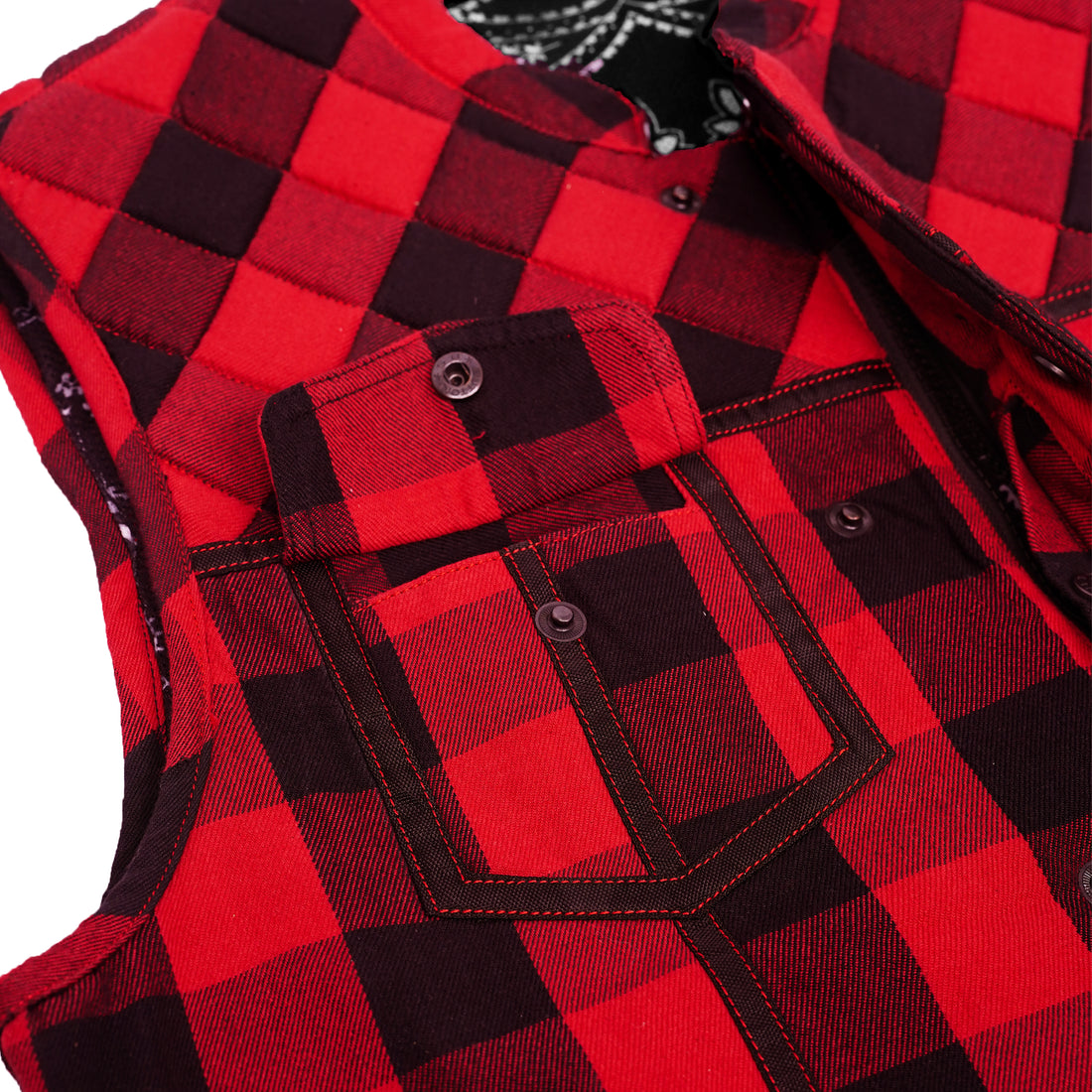 Scarlet Fury Black and Red Flannel Textile Vest