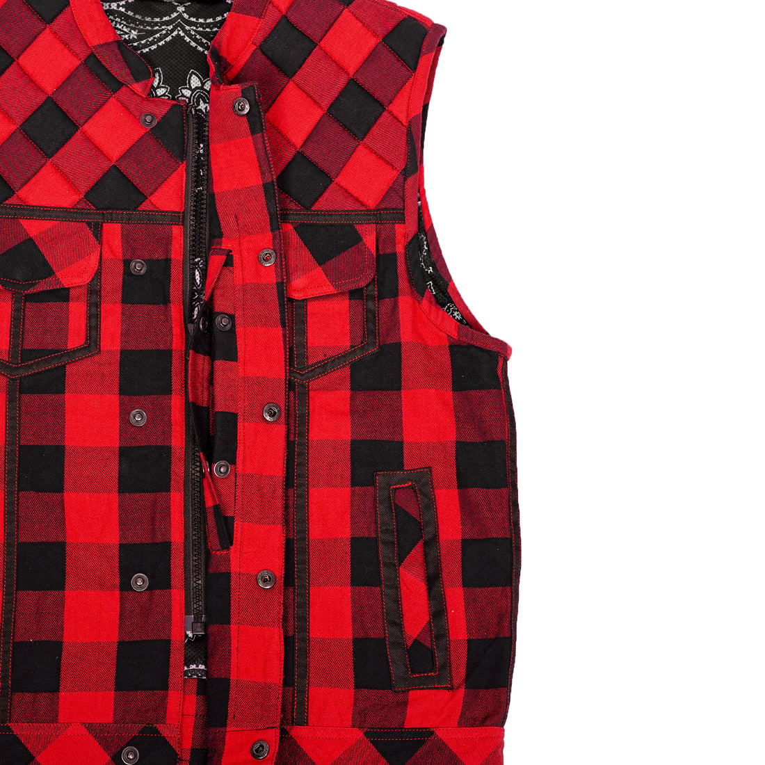 Scarlet Fury Black and Red Flannel Textile Vest