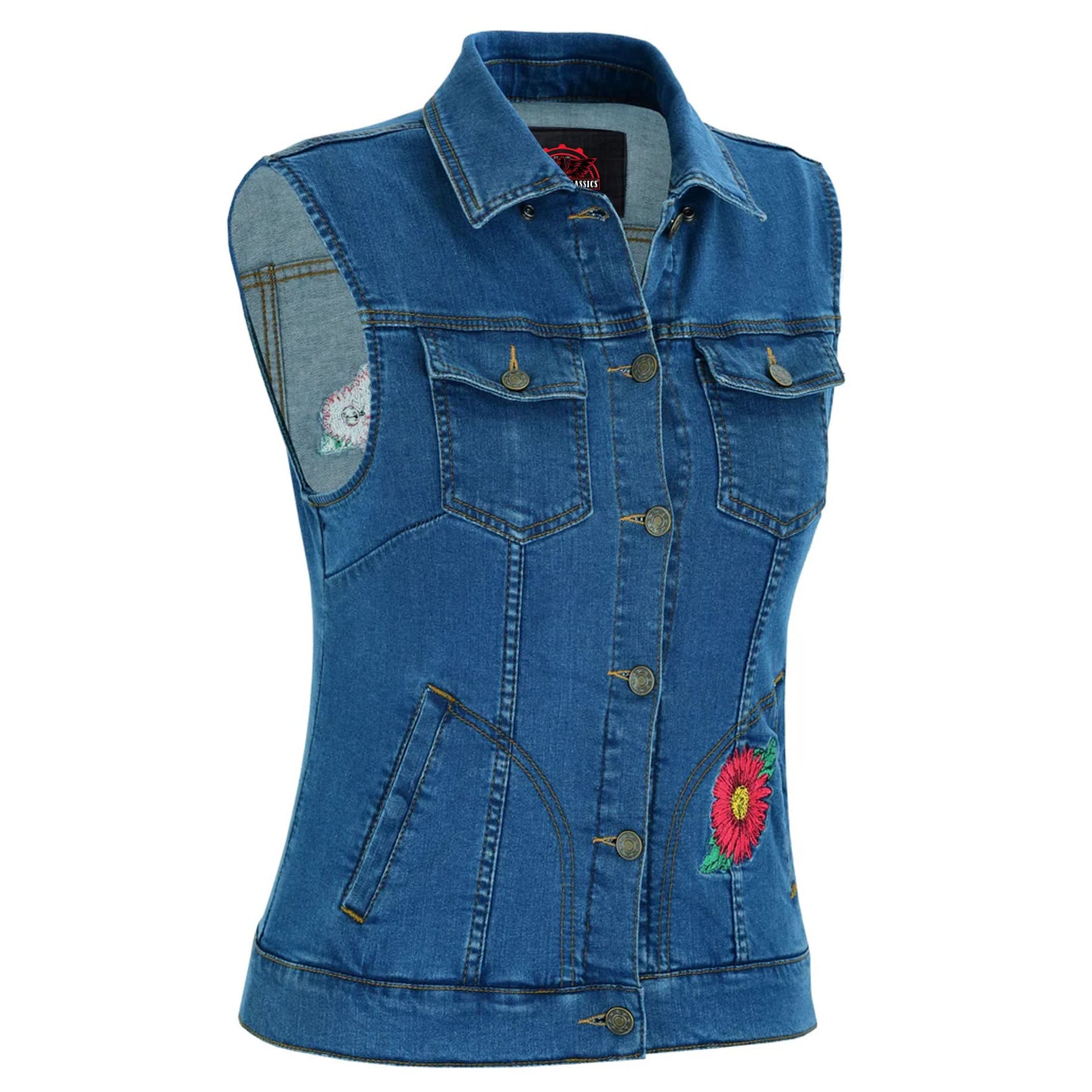 Red Daisy Women's Denim Vest