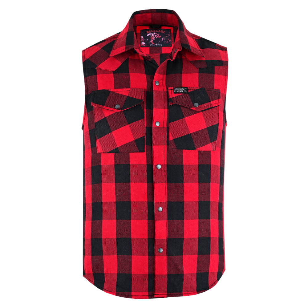 Red Rider Men's Sleeveless Red and Black Flannel Shirt