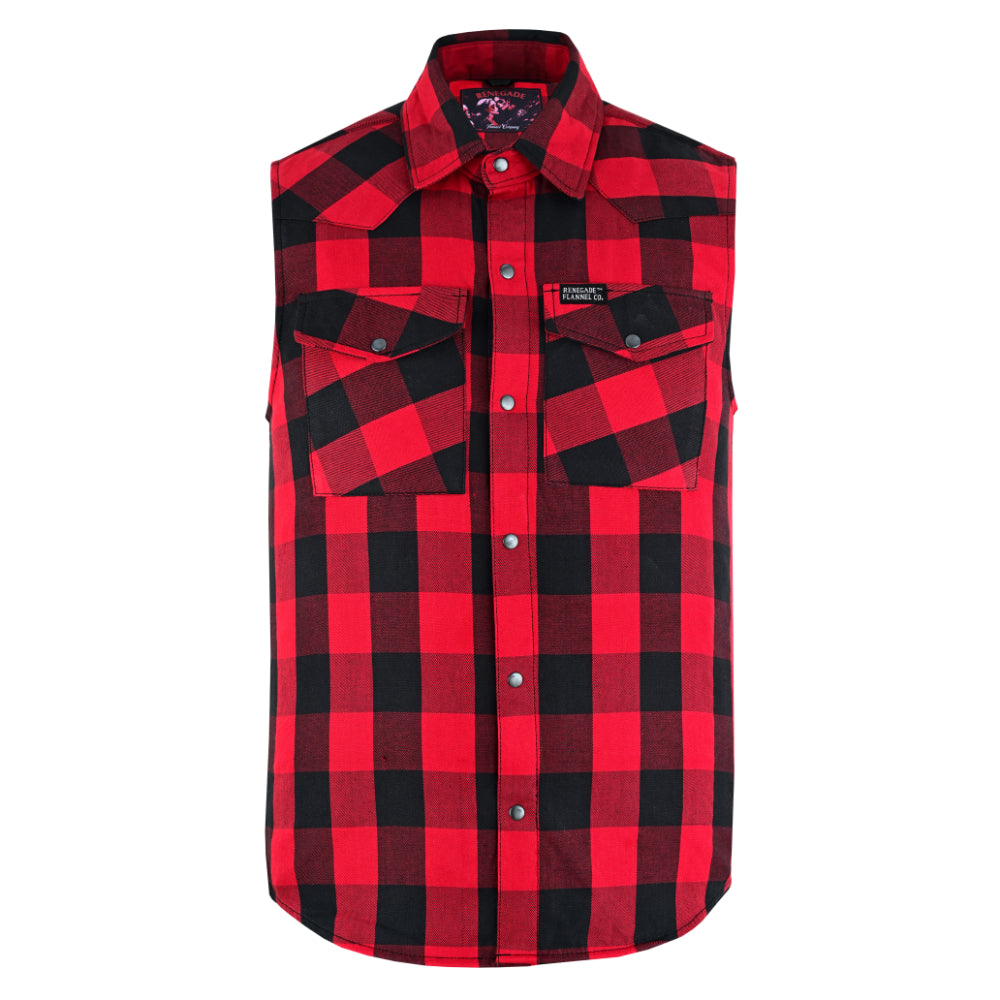 Red Rider Men's Sleeveless Red and Black Flannel Shirt