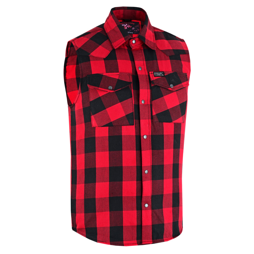 Red Rider Men's Sleeveless Red and Black Flannel Shirt