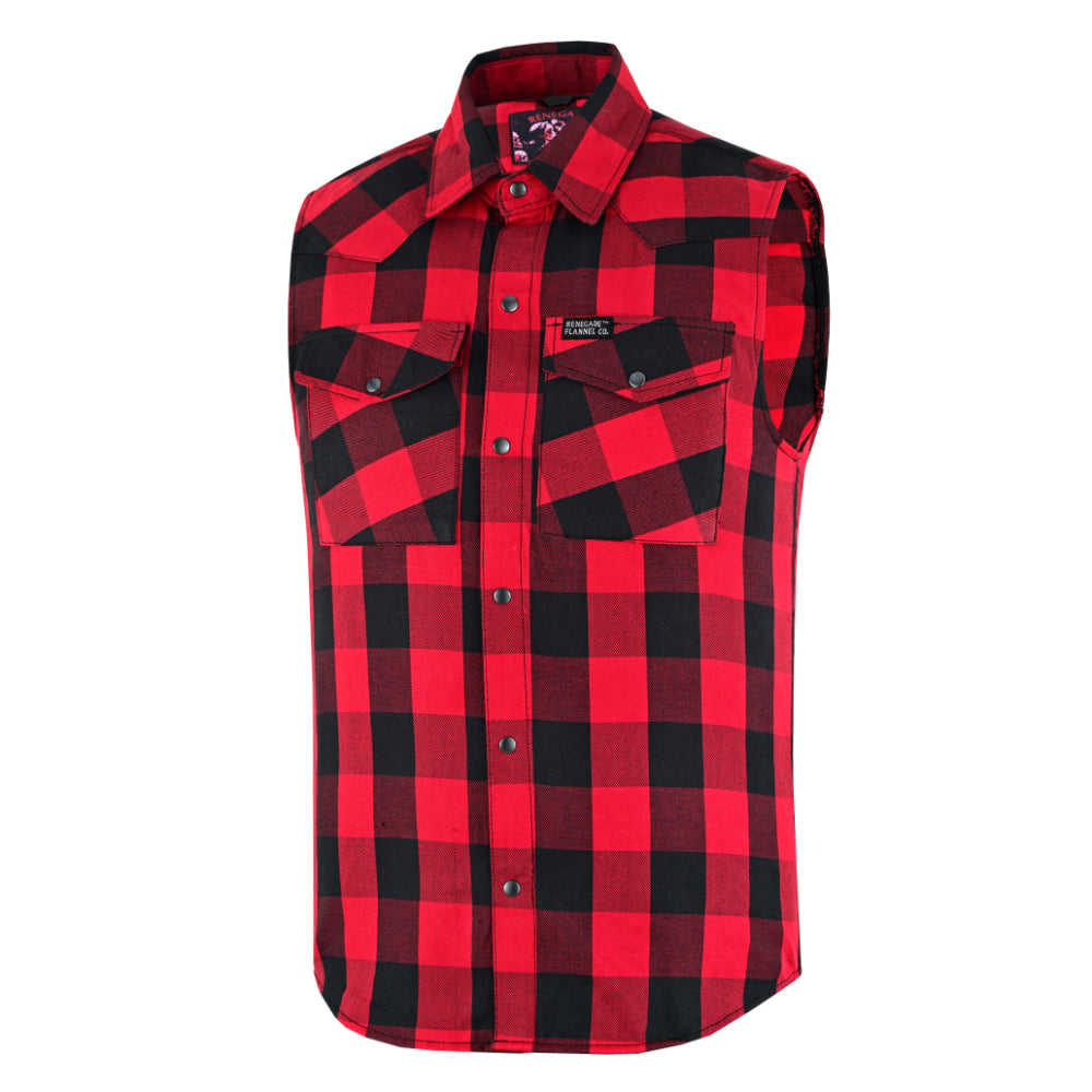 Red Rider Men's Sleeveless Red and Black Flannel Shirt