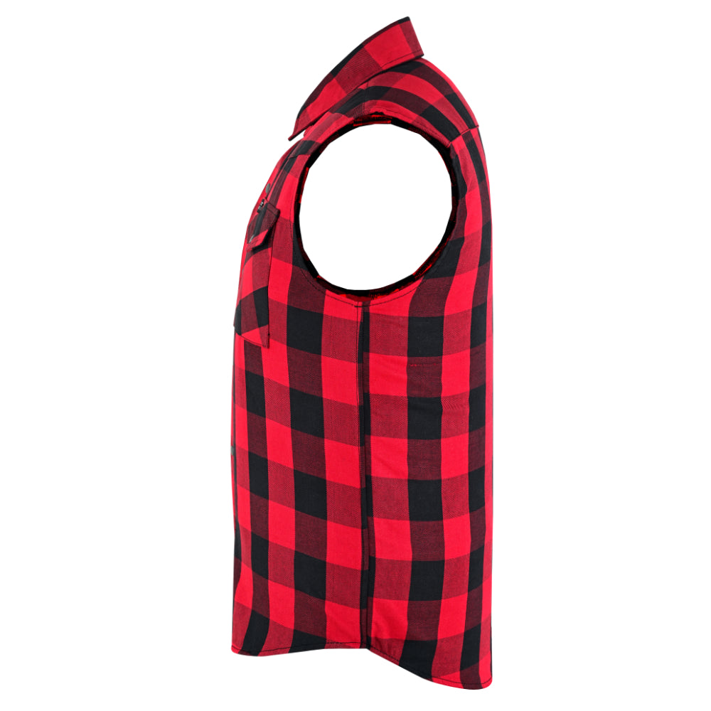 Red Rider Men's Sleeveless Red and Black Flannel Shirt