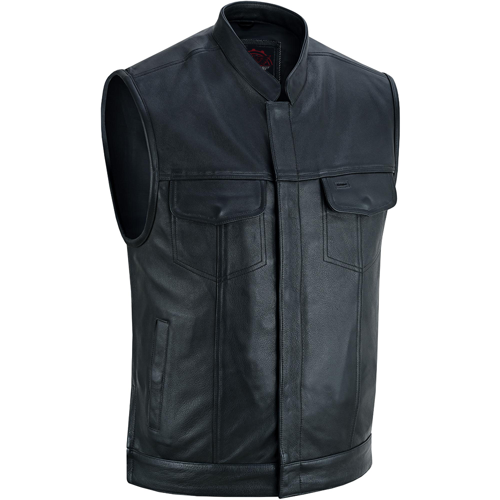 Highway Jack Men's Black Leather Motorcycle Vest Men's Leather Vests Renegade Classics