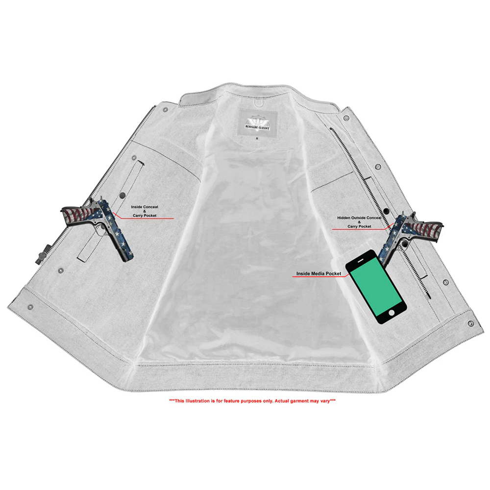 Highway Jack Men's Black Leather Motorcycle Vest Men's Leather Vests Renegade Classics