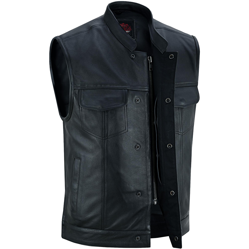 Highway Jack Men's Black Leather Motorcycle Vest Men's Leather Vests Renegade Classics