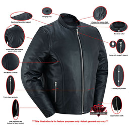 Rivo Men's  Black Leather Motorcycle Jacket