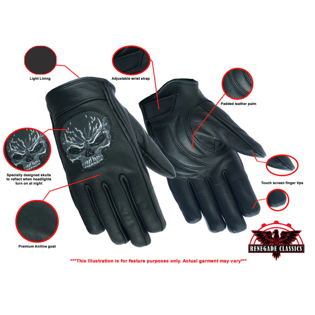Rockstone Men's leather  gloves - Black, White, & Yellow