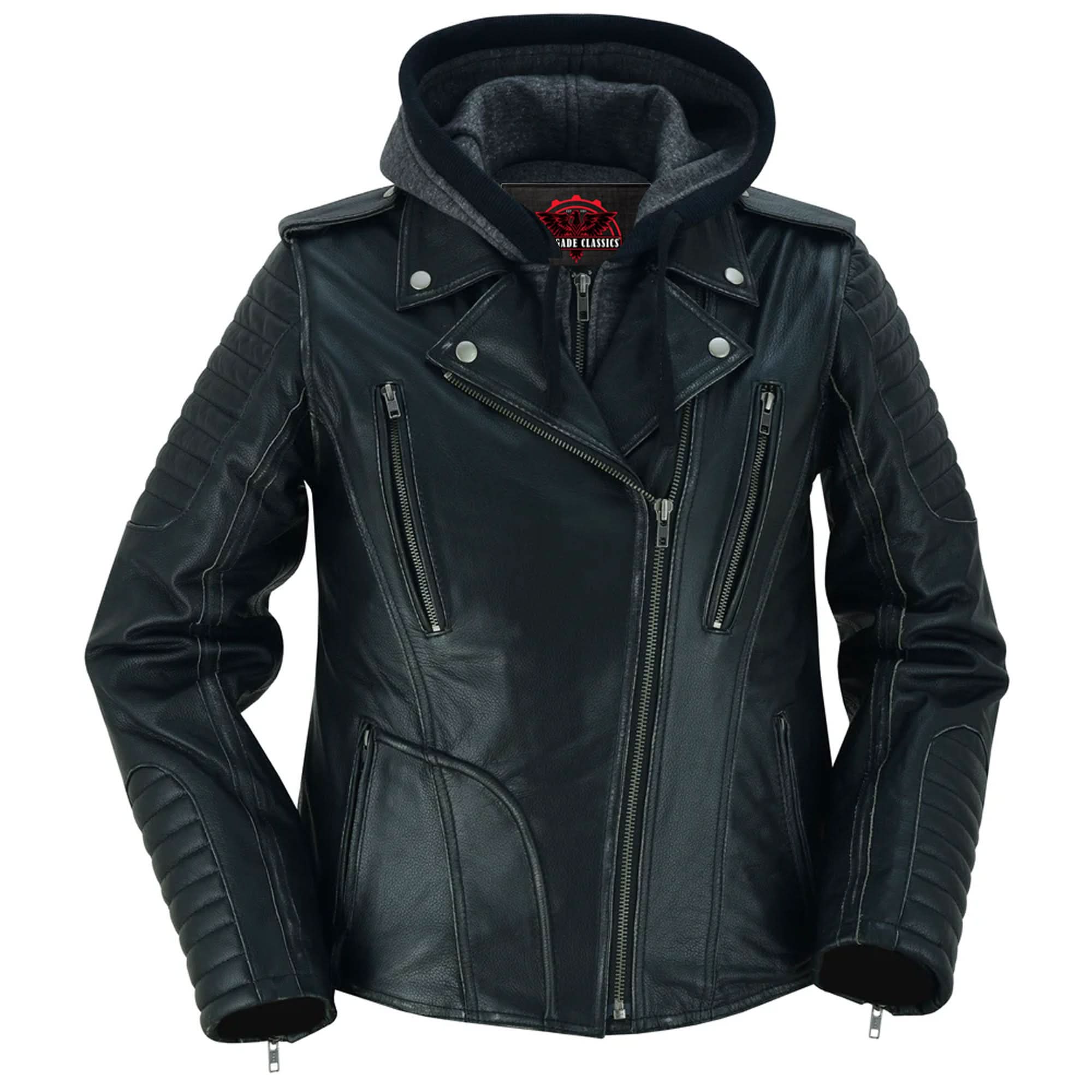 Rush Charm Women's Premium Cowhide Moto Jacket