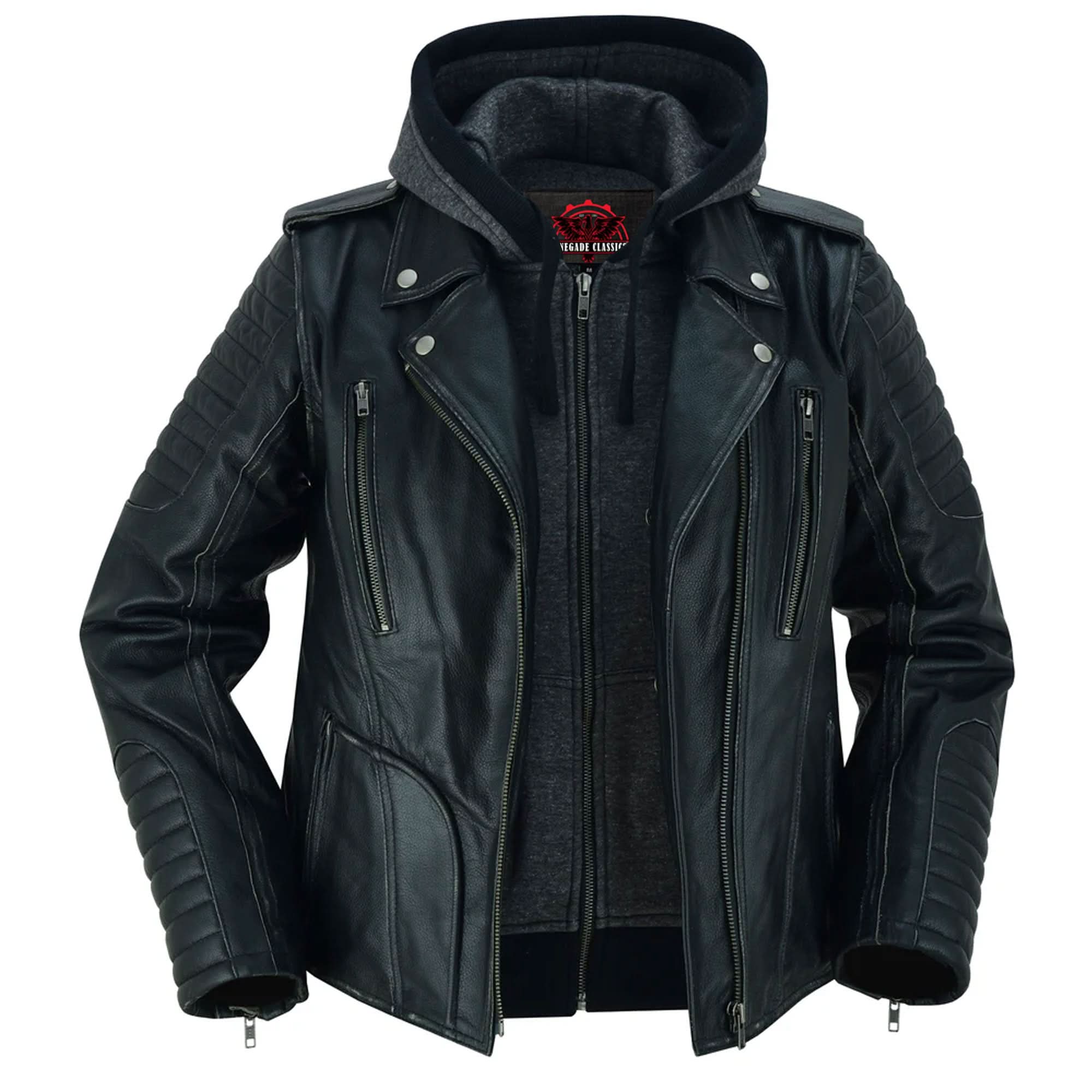Rush Charm Women's Premium Cowhide Moto Jacket